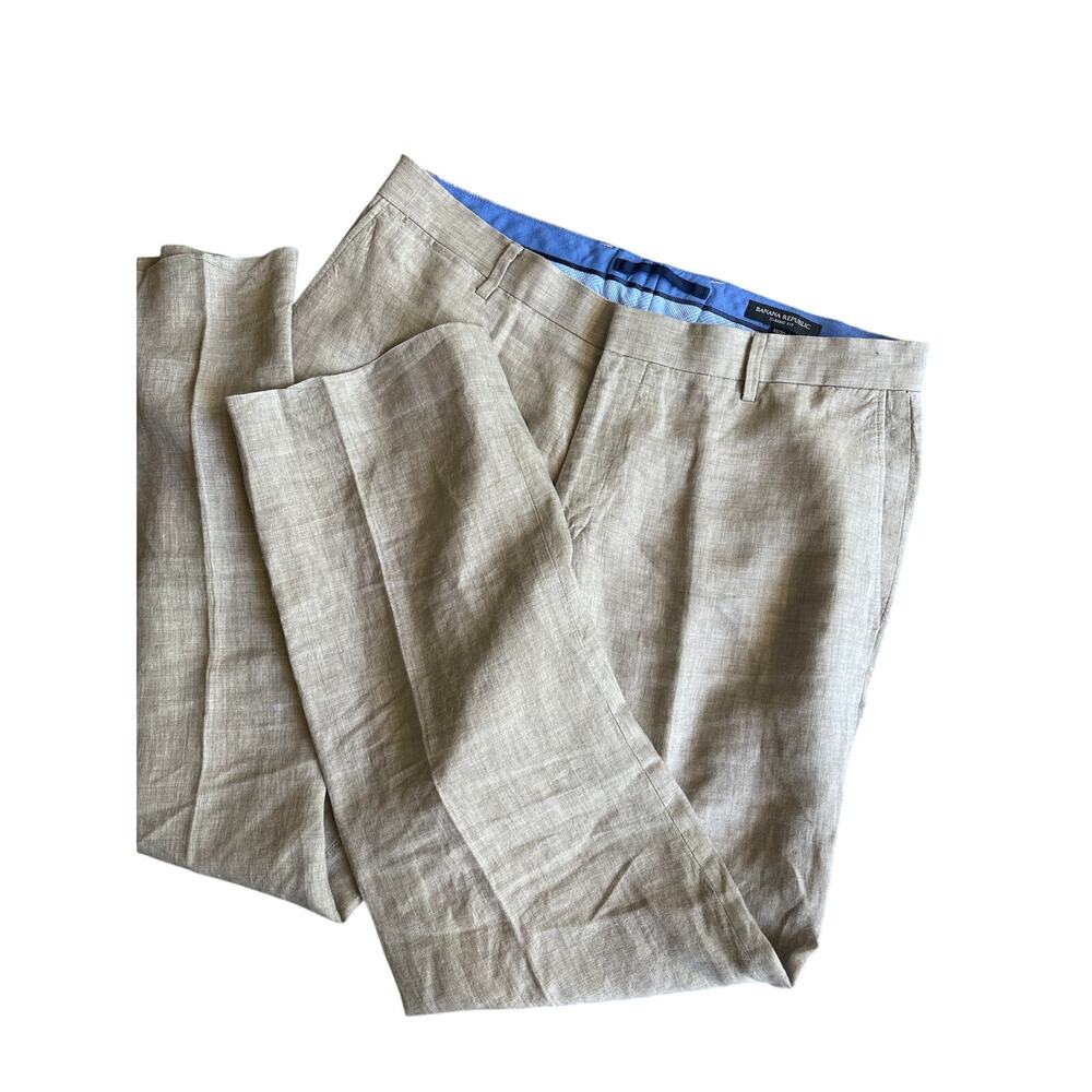 Men's 33/30 Linen Khaki Banana Republic Classic Fit Pants